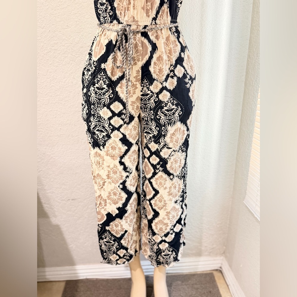 Lovestitch Boho Snake Print Midi Dress in Black & Cream size small - Picture 5 of 16